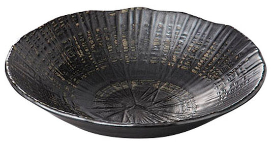 黒渦彫十草型23cm盛鉢 [ 23.6 x 22.4 x 5.5cm ] [ 盛鉢 ] | 和食 飲食店 旅館 料亭 業務用