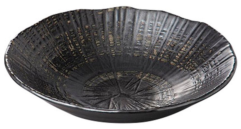 黒渦彫十草型23cm盛鉢 [ 23.6 x 22.4 x 5.5cm ] [ 盛鉢 ] | 和食 飲食店 旅館 料亭 業務用