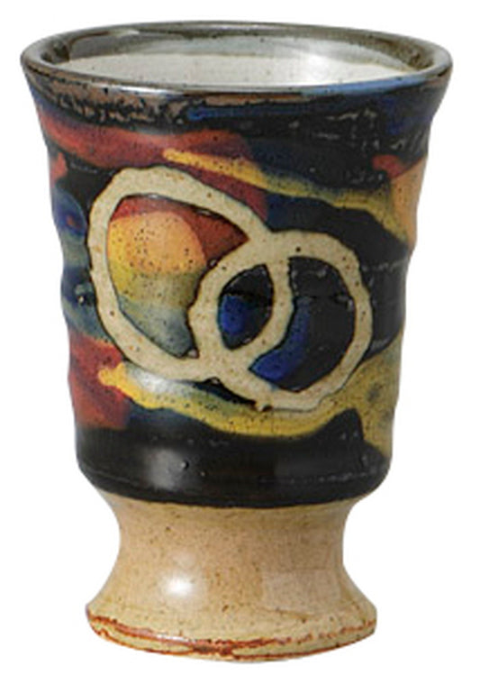 三彩高台フリーカップ(小) [ 7.6 x 10.6cm 約170cc ] [ 酒器 ] | 和食 飲食店 割烹 居酒屋 業務用