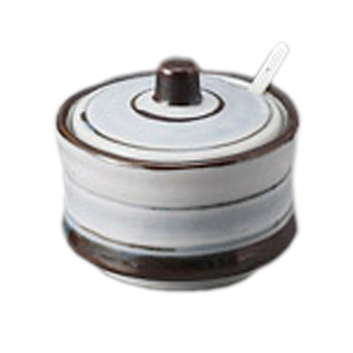 淡彩ライン辛子入(サジ付) [ 6.2 x 5.3cm ] [ 卓上小物 ] | 飲食店 定食屋 そば屋 トンカツ店 業務用