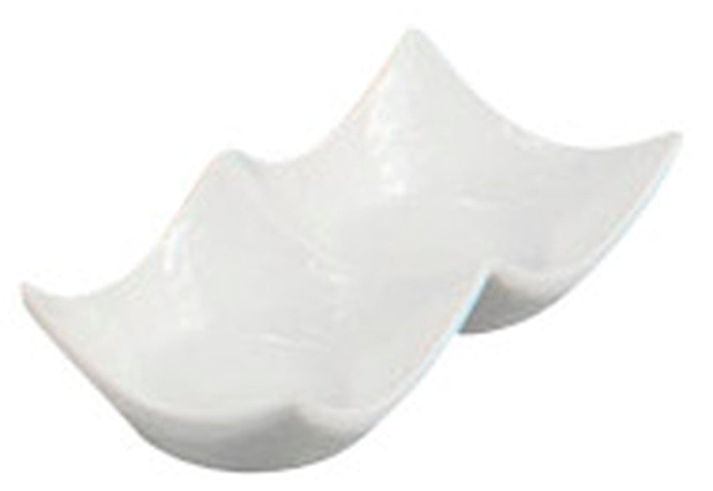 白磁石目型豆二連皿 [ 10 x 5 x 2.5cm ] [ そば用品 ] | 蕎麦屋 飲食店 和食 業務用