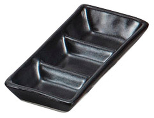 黒マット深口三品皿 [ 15 x 6.5 x 2.3cm ] [ そば用品 ] | 蕎麦屋 飲食店 和食 業務用