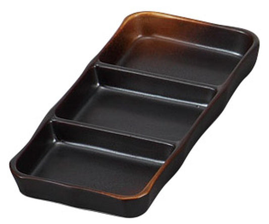 焼締三品皿(大) [ 20.5 x 9.5 x 2.2cm ] [ そば用品 ] | 蕎麦屋 飲食店 和食 業務用