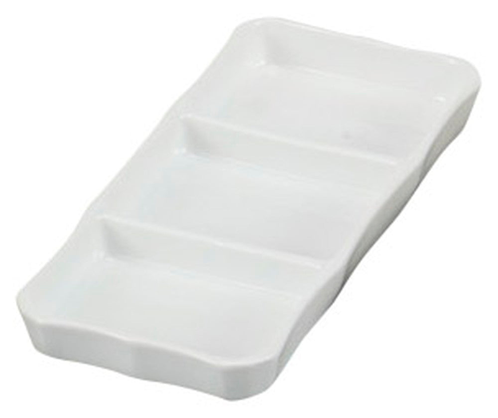 白磁三品皿(大) [ 20.3 x 9.3 x 2.2cm ] [ そば用品 ] | 蕎麦屋 飲食店 和食 業務用