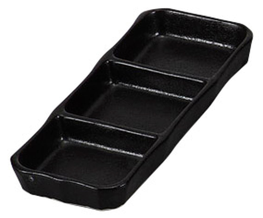 瀬戸黒三品皿(中) [ 18.7 x 7.5 x 2.1cm ] [ そば用品 ] | 蕎麦屋 飲食店 和食 業務用