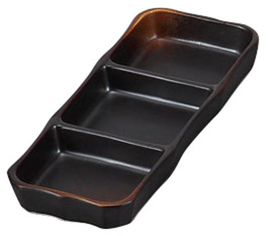 焼締三品皿(中) [ 18.7 x 7.5 x 2.2cm ] [ そば用品 ] | 蕎麦屋 飲食店 和食 業務用
