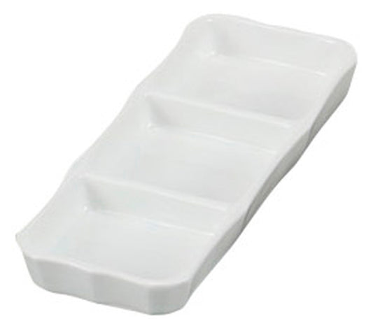白磁三品皿(中) [ 18.5 x 7.5 x 2cm ] [ そば用品 ] | 蕎麦屋 飲食店 和食 業務用