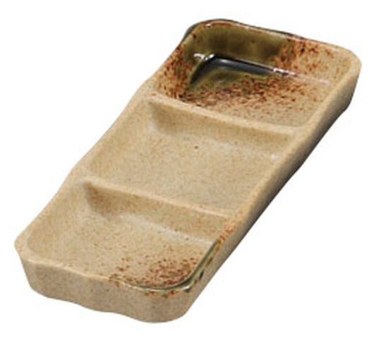 伊賀織部三品皿(中) [ 18.7 x 7.5 x 2.2cm ] [ そば用品 ] | 蕎麦屋 飲食店 和食 業務用