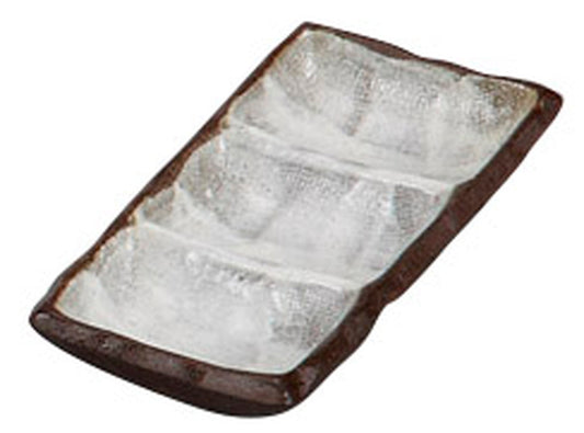 備前志野ミニ三品皿 [ 13.5 x 6.8 x 2cm ] [ そば用品 ] | 蕎麦屋 飲食店 和食 業務用