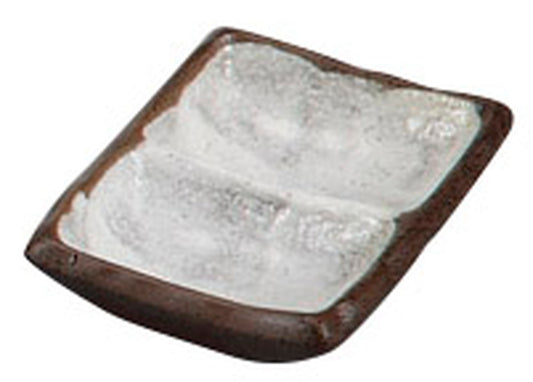 備前志野ミニ二品皿 [ 9.2 x 6.8 x 2cm ] [ そば用品 ] | 蕎麦屋 飲食店 和食 業務用