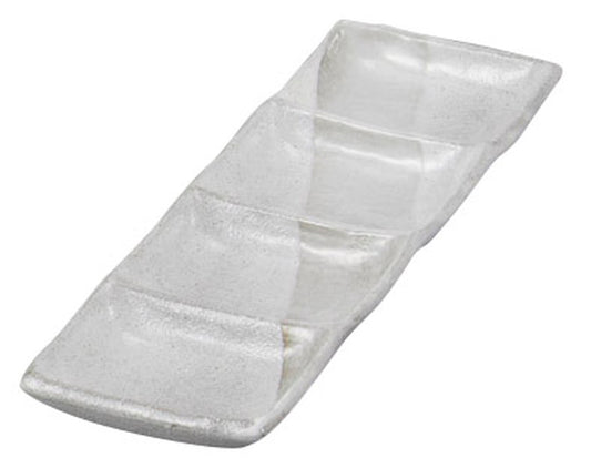 白釉重ね4品盛長角皿 [ 25.5 x 9 x 2.3cm ] [ そば用品 ] | 蕎麦屋 飲食店 和食 業務用