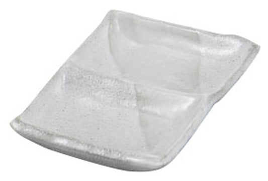 白釉重ね2品盛長角皿 [ 13 x 9 x 2.3cm ] [ そば用品 ] | 蕎麦屋 飲食店 和食 業務用