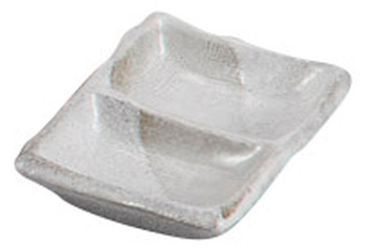 白釉重ねミニ2品盛長角皿 [ 9 x 6.8 x 2cm ] [ そば用品 ] | 蕎麦屋 飲食店 和食 業務用