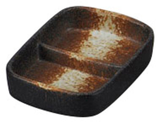 黒備前二品皿 [ 10.6 x 8 x 2.4cm ] [ そば用品 ] | 蕎麦屋 飲食店 和食 業務用