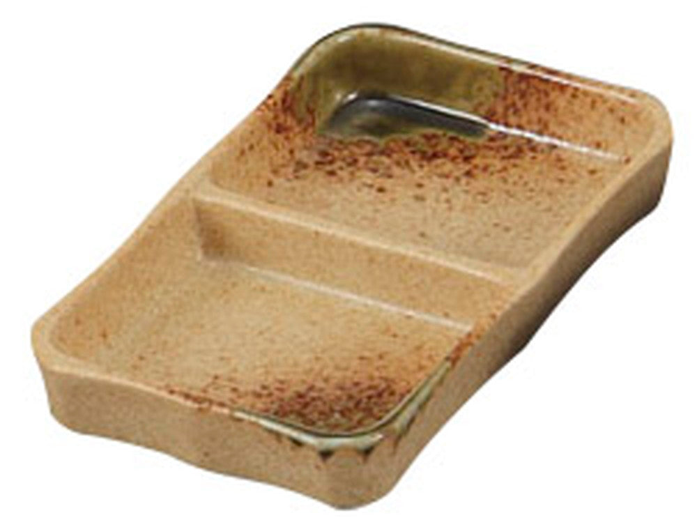 伊賀織部二品皿(大) [ 15 x 9 x 2.2cm ] [ そば用品 ] | 蕎麦屋 飲食店 和食 業務用