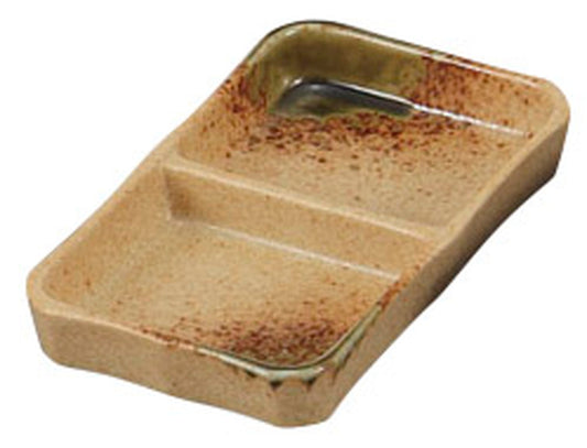 伊賀織部二品皿(中) [ 13.2 x 7.5 x 2.2cm ] [ そば用品 ] | 蕎麦屋 飲食店 和食 業務用