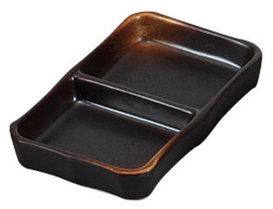 焼締二品皿(中) [ 13.2 x 7.5 x 2.1cm ] [ そば用品 ] | 蕎麦屋 飲食店 和食 業務用