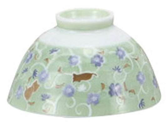 猫のかくれんぼ青健康軽量茶碗 [ 11.2 x 6.2cm ] [ 飯碗 ] | 和食 飲食店 定食屋 自宅用 業務用