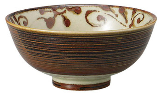 琉球サビ唐草中平碗 [ 11.8 x 5.5cm ] [ 飯碗 ] | 和食 飲食店 定食屋 自宅用 業務用