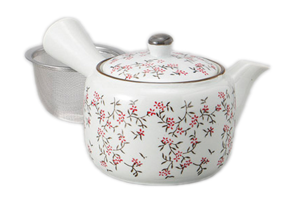 筆草花赤UM急須 [ 10.5 x 9.7cm 380cc ] [ 急須 ] | 和食 飲食店 自宅用 お茶 贈り物