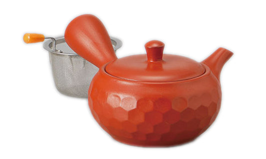 朱泥ダイヤカット急須(ポイポイアミ)(U) [ 16.5 x 14 x 8.5cm 280cc ] [ 急須 ] | 和食 飲食店 自宅用 お茶 贈り物