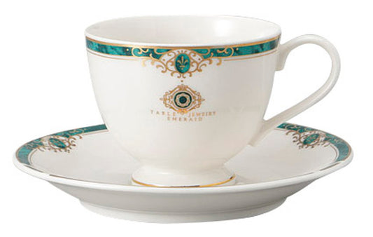 エメラルド高台コーヒー碗皿 [ C:10.7 x 8.4 x 7cm 230㏄ S:15 x 2.3cm ] [ カップ＆ソーサー ] | 飲食店 喫茶店 カフェ レストラン 業務用