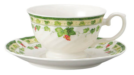 ピオニー高台兼用碗皿 [ C:12.2 x 9.8 x 6.2cm 210㏄ S:15 x 2.2cm ] [ カップ＆ソーサー ] | 飲食店 喫茶店 カフェ レストラン 業務用