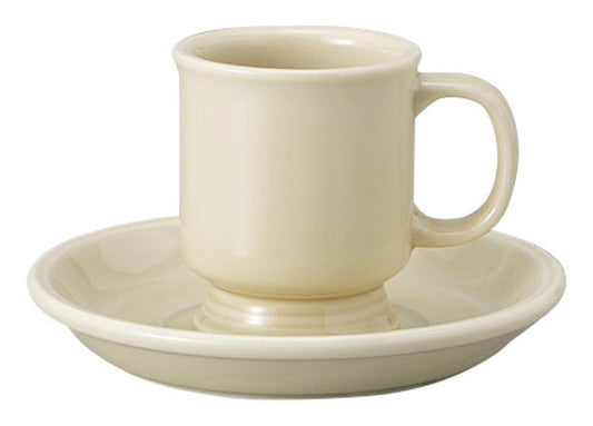 ベージュ厚口高台コーヒー碗皿 [ C:10 x 7.4 x 8.7cm 160㏄ S:16.2 x 2.6cm ] [ カップ＆ソーサー ] | 飲食店 喫茶店 カフェ レストラン 業務用
