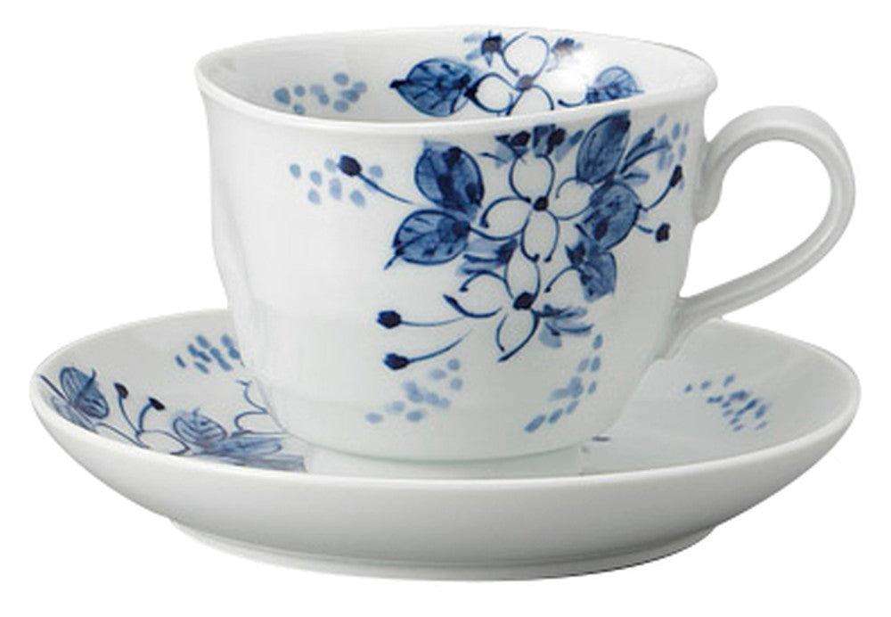 手描小花コーヒー碗皿 [ C:11 x 8.9 x 7cm S:14.4 x 2.2cm ] [ カップ＆ソーサー ] | 飲食店 喫茶店 カフェ レストラン 業務用