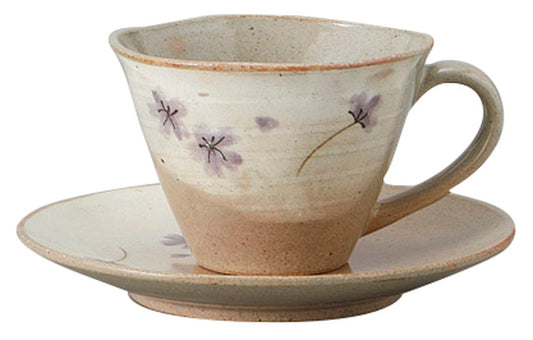 フラワー(青)コーヒーC/S [ C:10 x 12.2 x 7.2cm 240㏄ S:15.2 x 2.2cm ] [ カップ＆ソーサー ] | 飲食店 喫茶店 カフェ レストラン 業務用