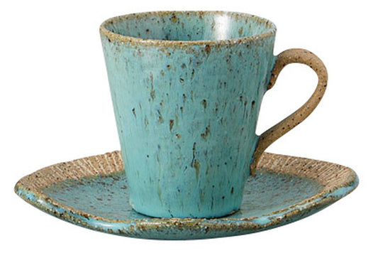 均窯ブルー茶彫碗皿 [ C:7.5 x 11 x 8cm 150㏄ S:16 x 13 x 3cm ] [ カップ＆ソーサー ] | 飲食店 喫茶店 カフェ レストラン 業務用