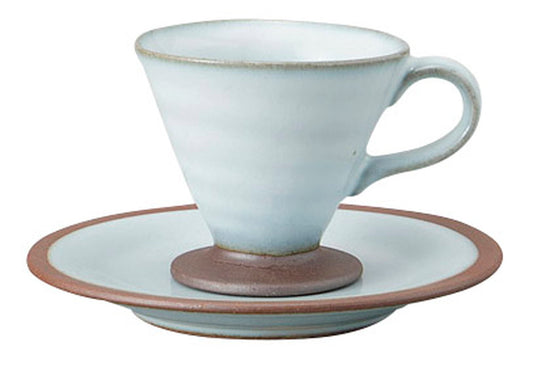 乳白高台コーヒー碗皿 [ C:10 x 8 x 7.2cm 110㏄ S:14.3 x 1.5cm ] [ カップ＆ソーサー ] | 飲食店 喫茶店 カフェ レストラン 業務用