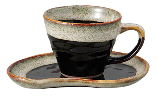 天目うのふコーヒー碗皿 [ C:11.5 x 9 x 7cm 200㏄ S:16.2 x 13 x 1.8cm ] [ カップ＆ソーサー ] | 飲食店 喫茶店 カフェ レストラン 業務用