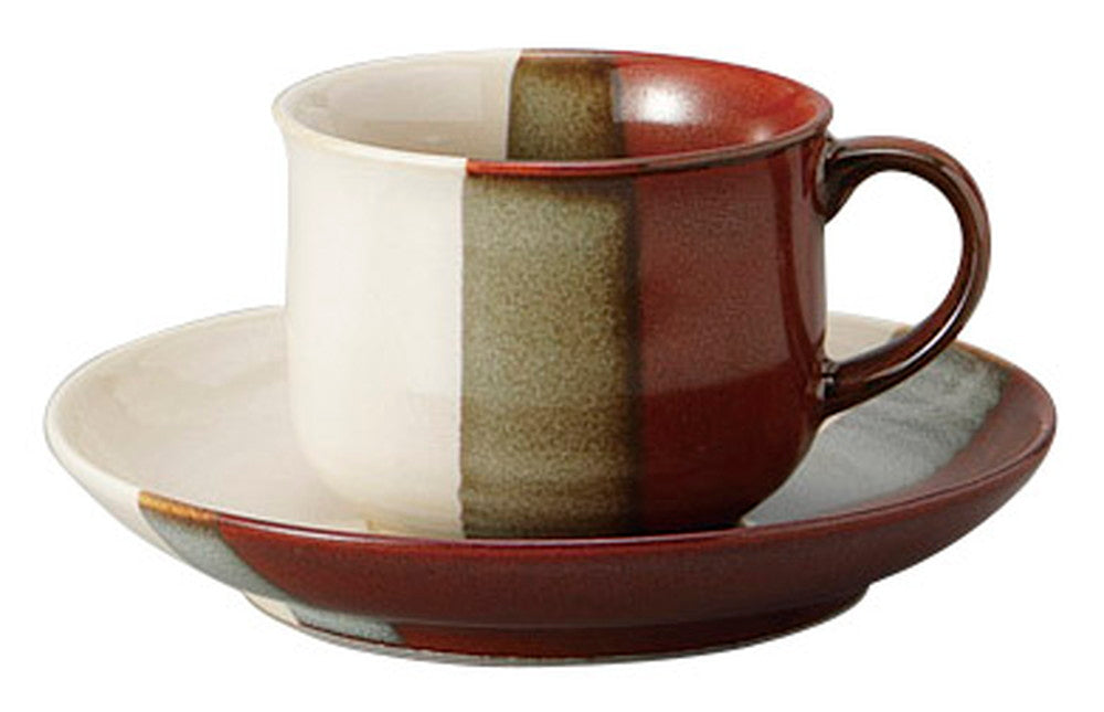 赤茶ヌリ分コーヒー碗皿 [ C:10.3 x 7.9 x 6.2cm 200㏄ S:14.5 x 2.4cm ] [ カップ＆ソーサー ] | 飲食店 喫茶店 カフェ レストラン 業務用