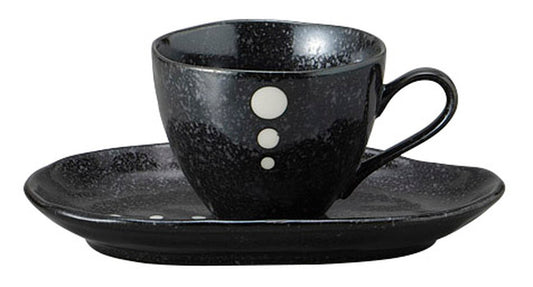 黒ドットコーヒーC/S [ C:11.2 x 8.3 x 6.5cm 200㏄ S:17.5 x 11.5 x 2.4cm ] [ カップ＆ソーサー ] | 飲食店 喫茶店 カフェ レストラン 業務用