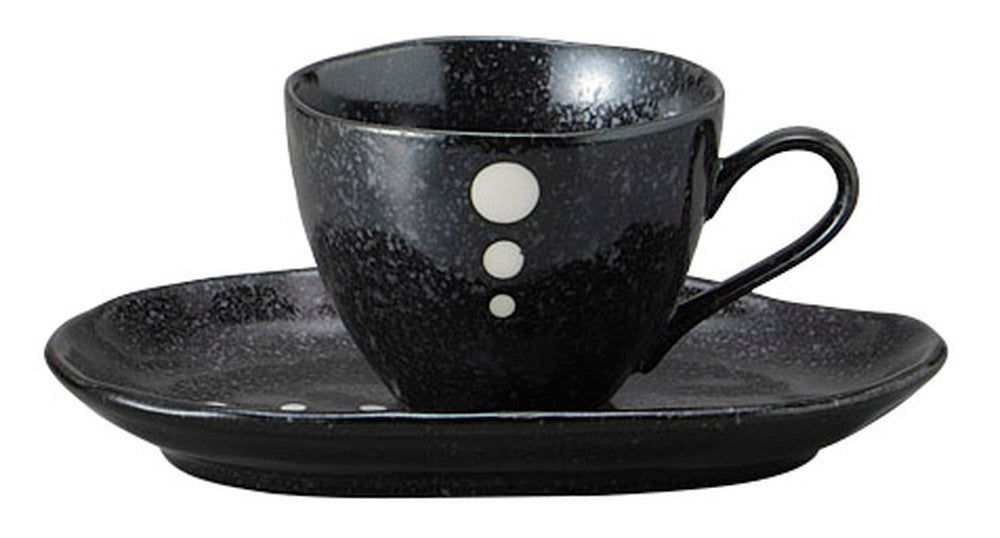 黒ドットコーヒーC/S [ C:11.2 x 8.3 x 6.5cm 200㏄ S:17.5 x 11.5 x 2.4cm ] [ カップ＆ソーサー ] | 飲食店 喫茶店 カフェ レストラン 業務用