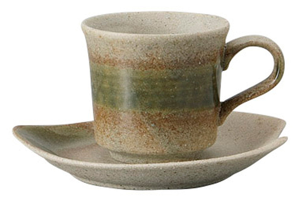 窯変織部コーヒー碗皿 [ C:7.3 x 10 x 6.7cm 130㏄ S:14 x 12.2cm ] [ カップ＆ソーサー ] | 飲食店 喫茶店 カフェ レストラン 業務用