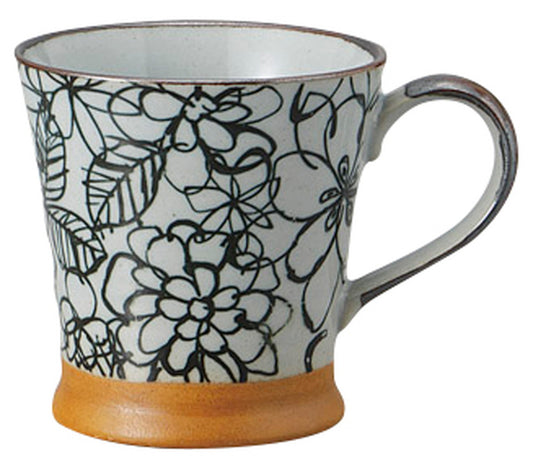 モノクロガーデンマグ黒. [ 8.5 x 8.9cm 280cc ] [ マグカップ ] | 飲食店 喫茶店 カフェ 贈り物 自宅用 業務用