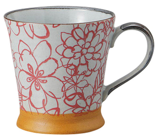 モノクロガーデンマグ赤 [ 8.5 x 8.9cm 280cc ] [ マグカップ ] | 飲食店 喫茶店 カフェ 贈り物 自宅用 業務用