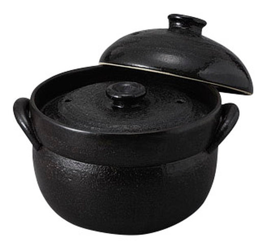 利行黒釉ごはん鍋(2合炊) [ 17.4 x 20.5 x 16.3cm ] [ ご飯鍋 ] | 和食 飲食店 旅館 少量 業務用