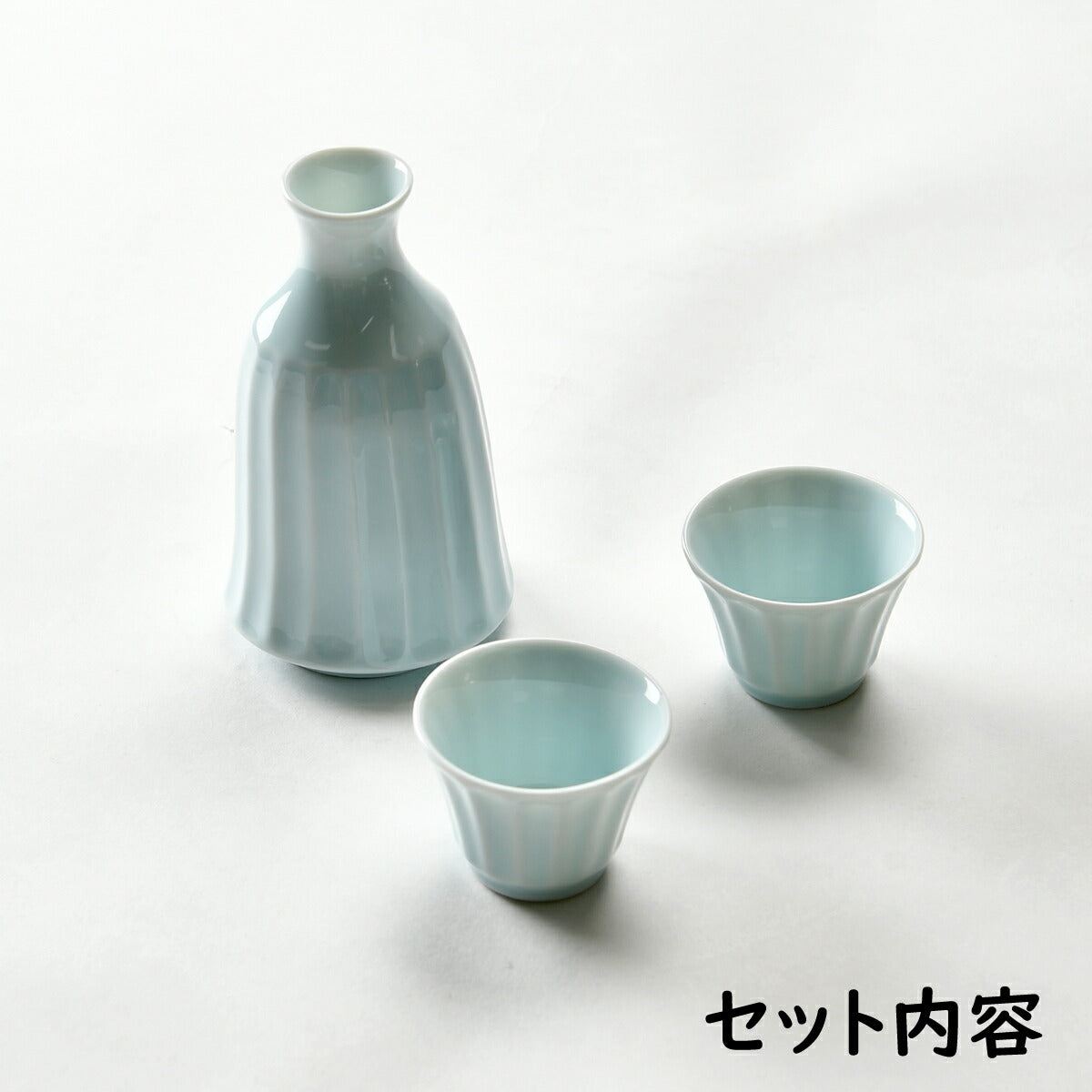 水色の爽やかな酒器３点セット かすみ（青白）