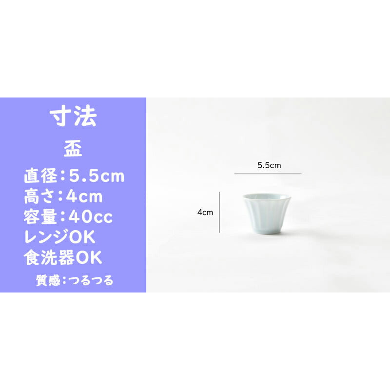 水色の爽やかな酒器３点セット かすみ（青白）