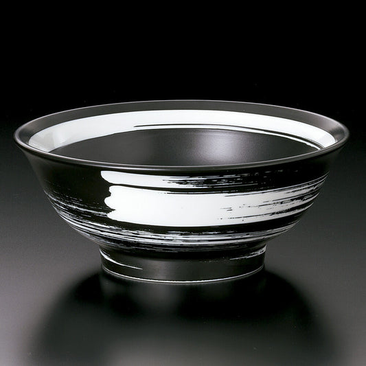 中華丼 白刷毛6.8高台丼 [ 21.2 x 8.5cm ]