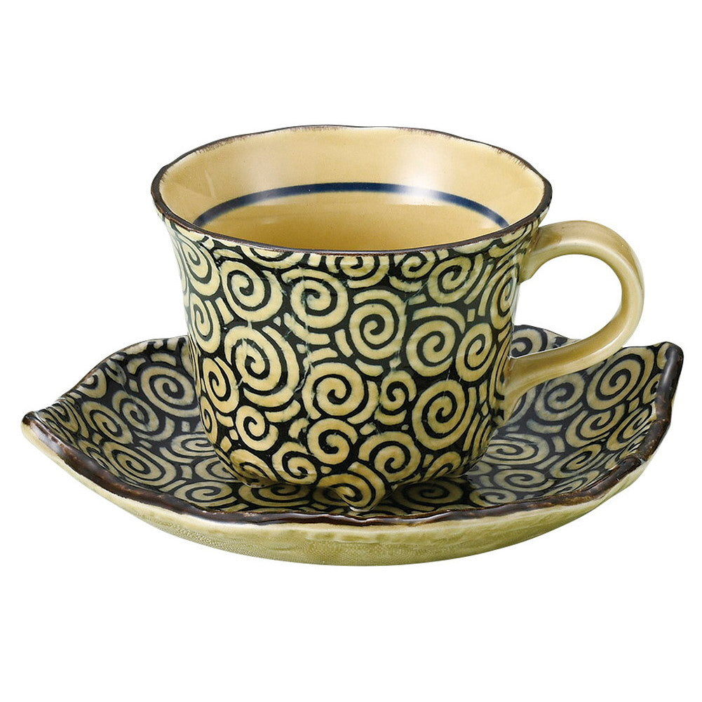 うず唐草コーヒー碗皿 [ 9 x 6.7cm･210cc 16 x 13.5 x 2.7cm 347g ] [ カップ＆ソーサー ] | コーヒー カップ ティー 紅茶 喫茶 碗皿 人気 おすすめ 食器 洋食器 業務用 飲食店 カフェ うつわ 器 おしゃれ かわいい ギフト プレゼント 引き出物 誕生日 贈答品