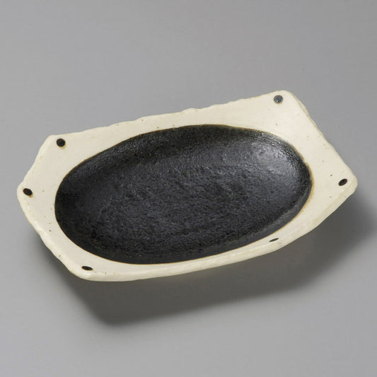 楕円皿 和黒ちぎり型 前菜皿 [ 21.7 x 15.2 x 3.2cm ] | オーバルプレート 楕円皿 人気 おすすめ パスタ皿 フルーツ皿 食器 業務用 飲食店 カフェ うつわ 器 おしゃれ かわいい ギフト プレゼント 誕生日 贈り物 贈答品