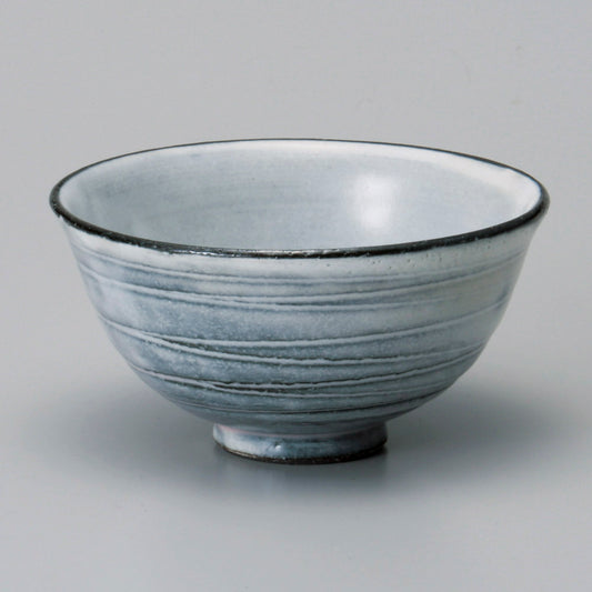 茶碗 黒土粉引大平 [ 12.3 x 6.3cm ]