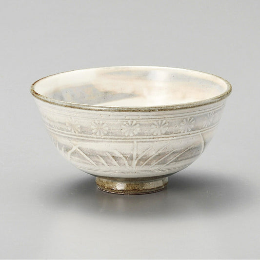 茶碗 粉引三島茶碗 [ 12.2 x 6.2cm ]