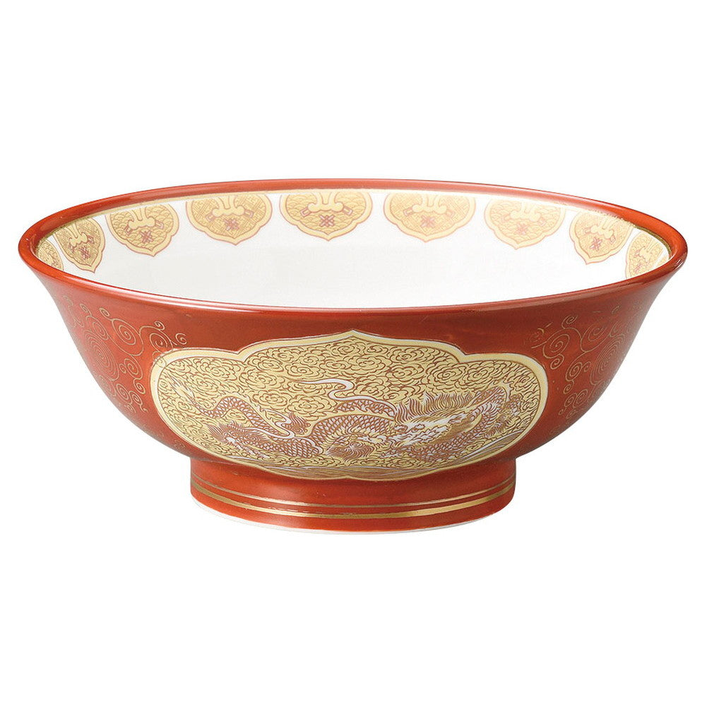 赤巻金龍紋リム7.5丼 [ 22.8 x 9cm･1830cc 893g ] [ 中華丼 ]