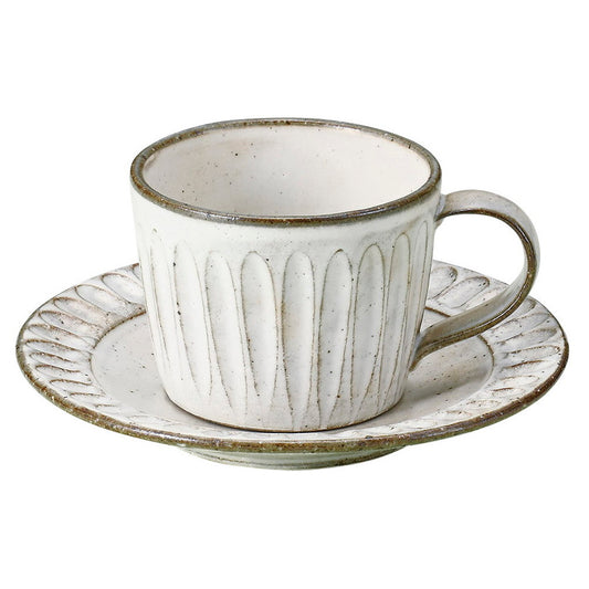 粉引しのぎコーヒー碗皿 [ 14.8 x 8cm 400g ] [ カップ＆ソーサー ]