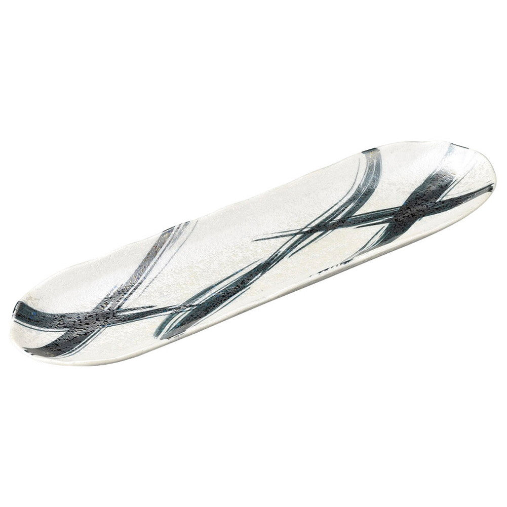 黒ラスター楕円長皿 [ 35.4 x 9.7 x 2.3cm 390g ] [ 楕円皿 ] | オーバルプレート 楕円皿 人気 おすすめ パスタ皿 フルーツ皿 食器 業務用 飲食店 カフェ うつわ 器 おしゃれ かわいい ギフト プレゼント 誕生日 贈り物 贈答品
